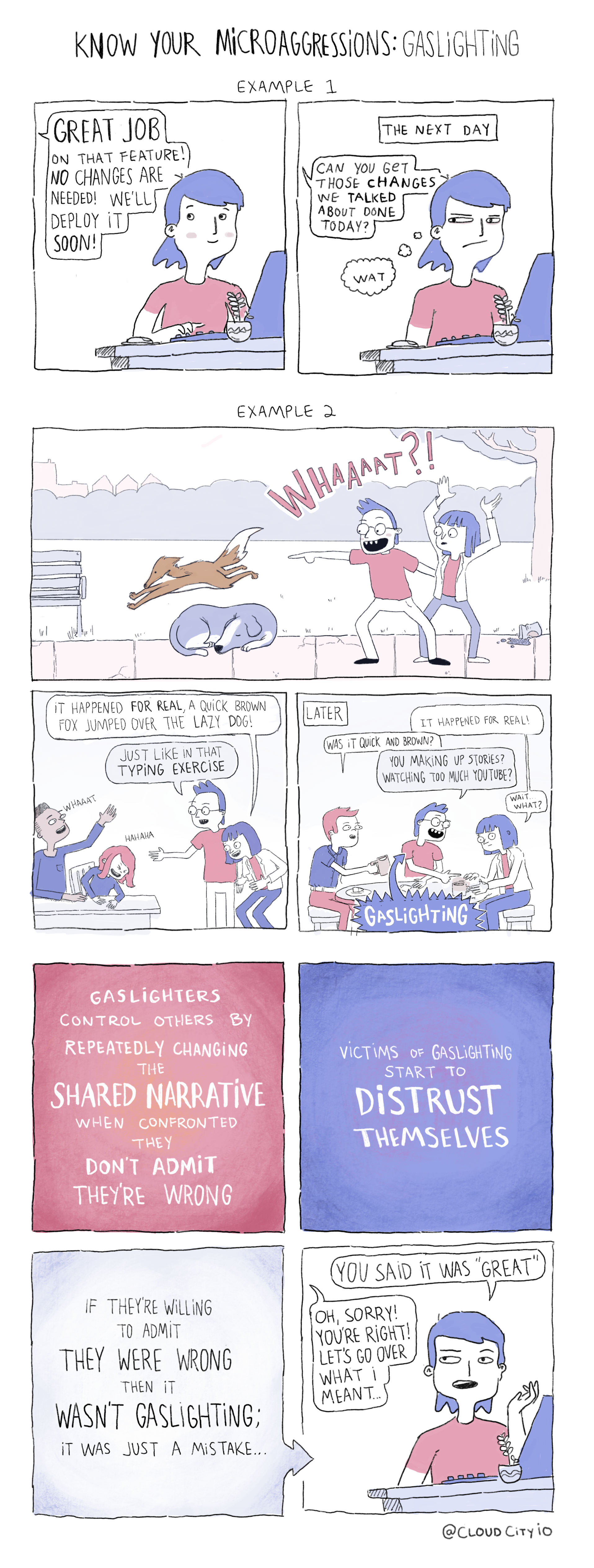 A comic portraying the dangers of gaslighting